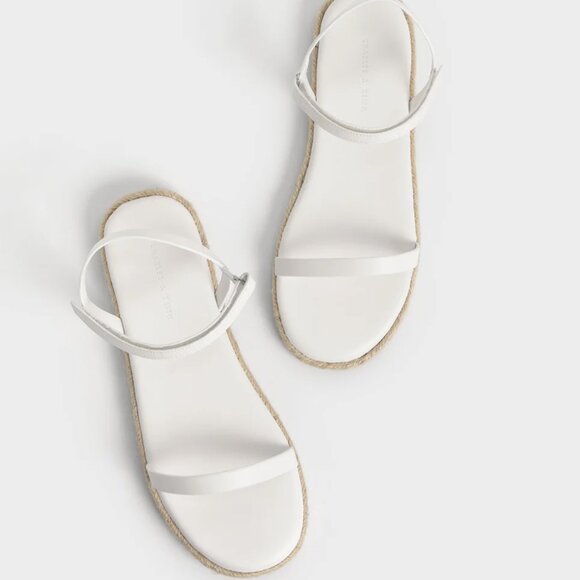 Charles & Keith White Ankle-Strap Flat Espadrille Sandals EU36 - Picture 9 of 13